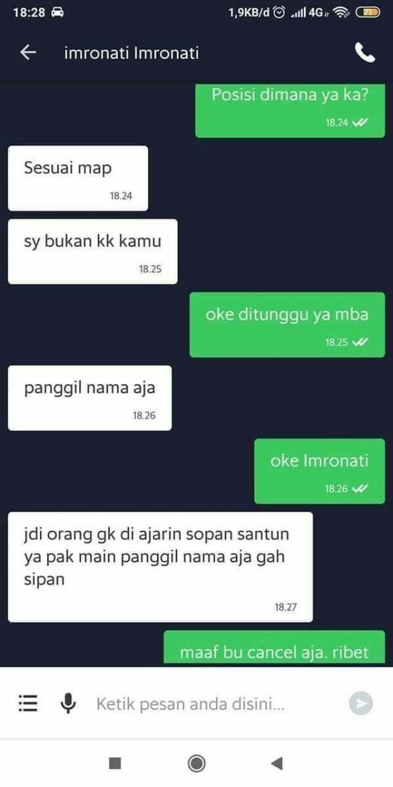 Chat Kocak Ojol dan Penumpang