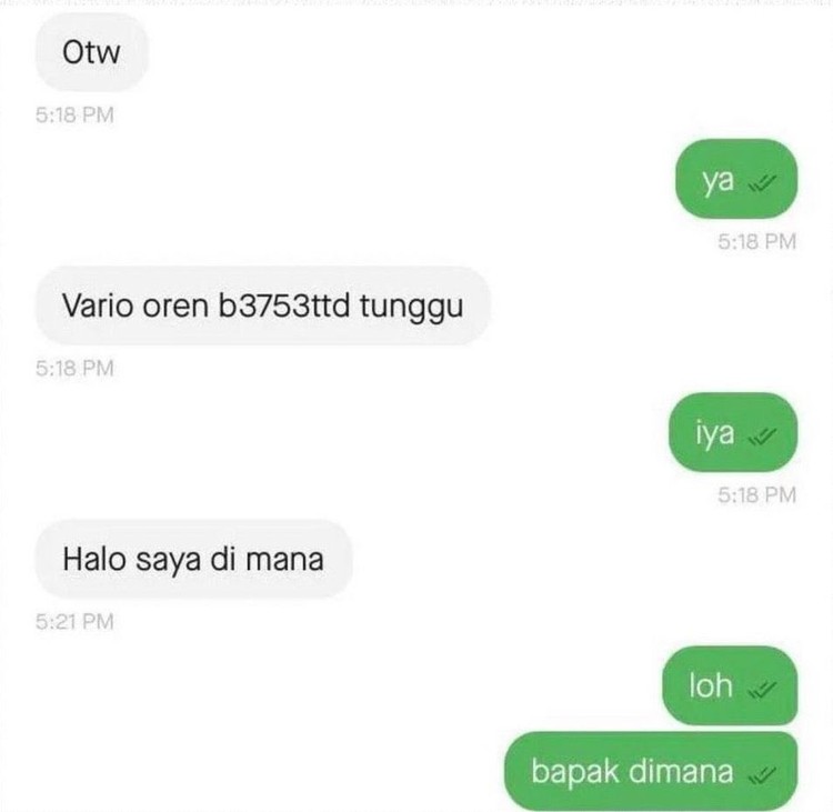 Chat Kocak Ojol dan Penumpang