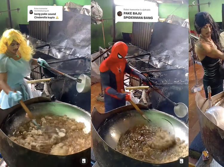 Kocak! Penjual Kerupuk Ini Cosplay Jadi Cinderella hingga Petugas KPPS