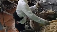 Jeni kini memiliki lebih dari 470 ribu followers di TikTok. Ini aksinya saat goreng kerupuk pakai baju dinas ala petugas KPPS. Foto: TikTok @_gemini115