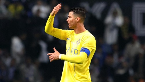 Soccer Football - Friendly - Al Nassr v Al Hilal - Kingdom Arena, Riyadh, Saudi Arabia - February 8, 2024 Al Nassrs Cristiano Ronaldo reacts REUTERS/Ahmed Yosri