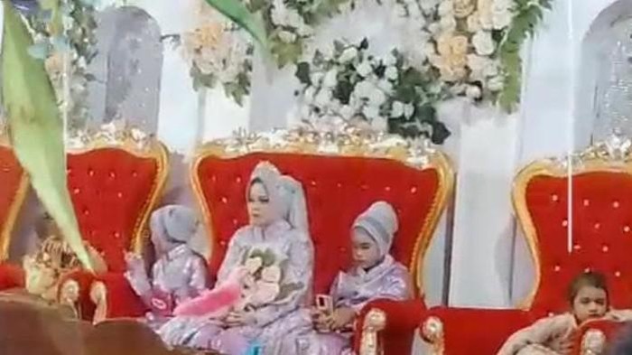 Pengantin wanita duduk sendiri di pelaminan saat resepsi usai mempelai pria kabur.