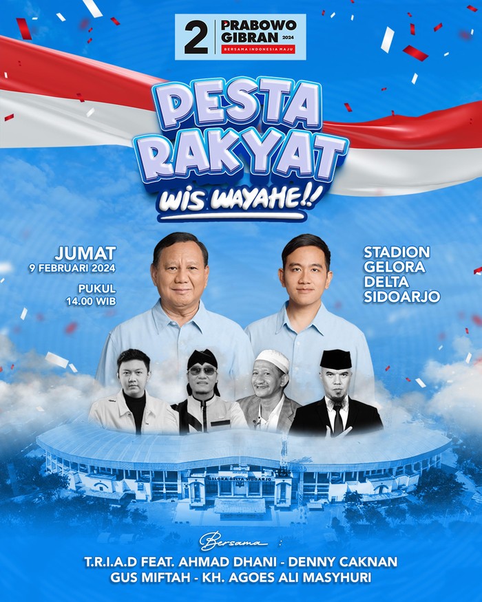 Pesta Rakyat Kampanye akbar Prabowo-Gibran di Sidoarjo