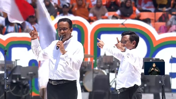 Anies Baswedan saat berpidato di JIS didampingi Cak Imin (screenshot YouTube Anies Baswedan)