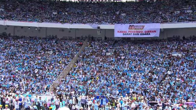 Relawan dalam Kampanye Akbar Prabowo Gibran di GBK (tangkapan layar)