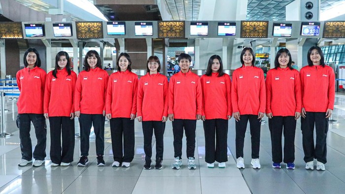 Tim bulutangkis Indonesia yang mengikuti Badminton Asia Team Championship 2024.