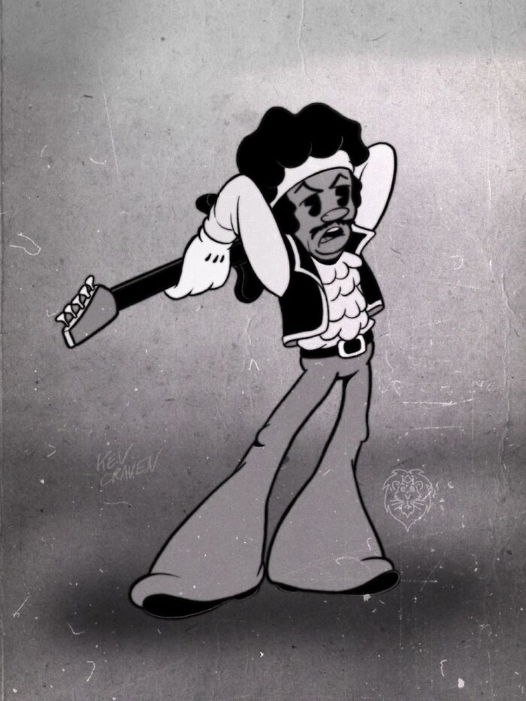 Seorang kartinus dari Inggris, Kev Craven, membuat animasi para musisi terkenal dengan gaya kartun 1930-an. Kira-kira begini hasil karyanya.
