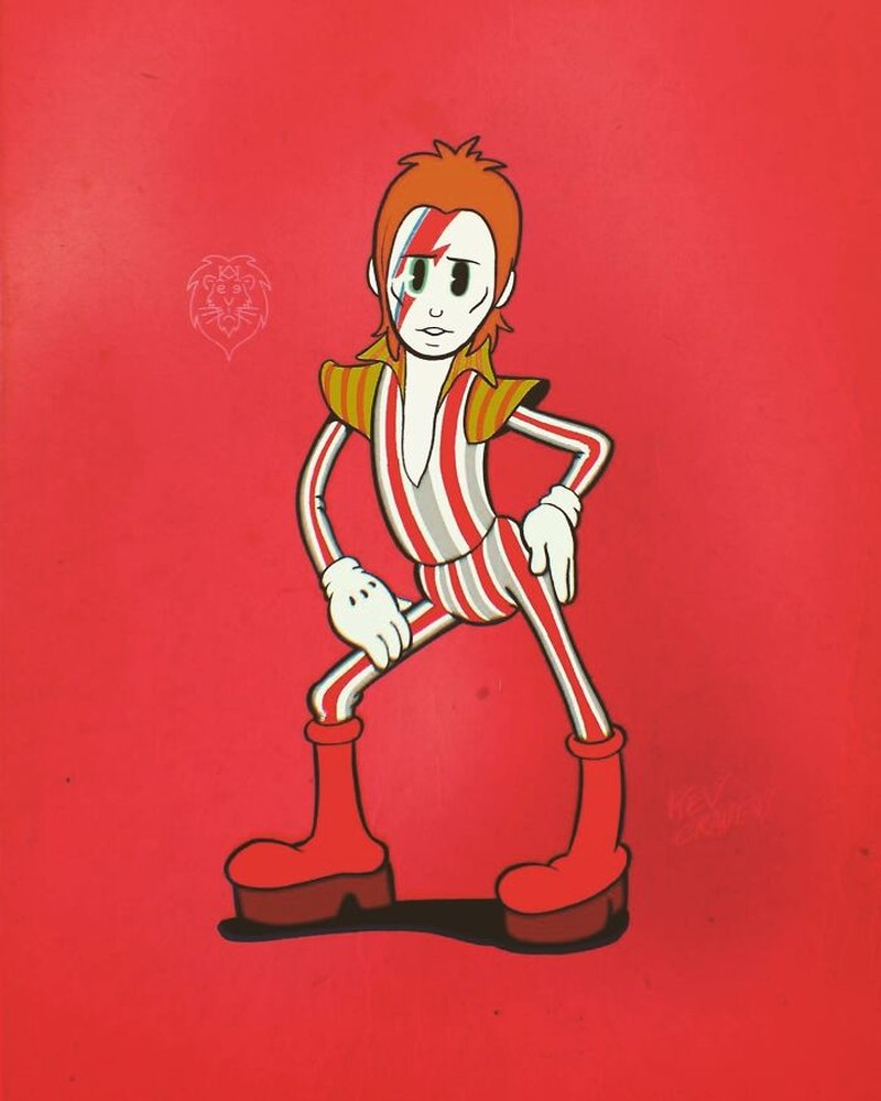 Seorang kartinus dari Inggris, Kev Craven, membuat animasi para musisi terkenal dengan gaya kartun 1930-an. Kira-kira begini hasil karyanya.