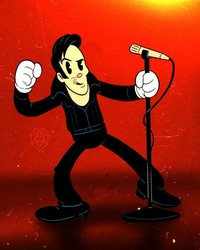 Seorang kartinus dari Inggris, Kev Craven, membuat animasi para musisi terkenal dengan gaya kartun 1930-an. Kira-kira begini hasil karyanya.