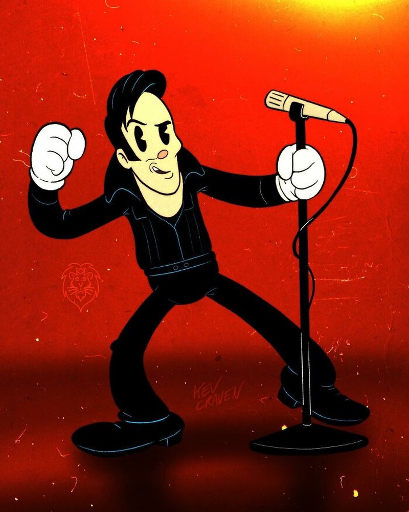 Seorang kartinus dari Inggris, Kev Craven, membuat animasi para musisi terkenal dengan gaya kartun 1930-an. Kira-kira begini hasil karyanya.