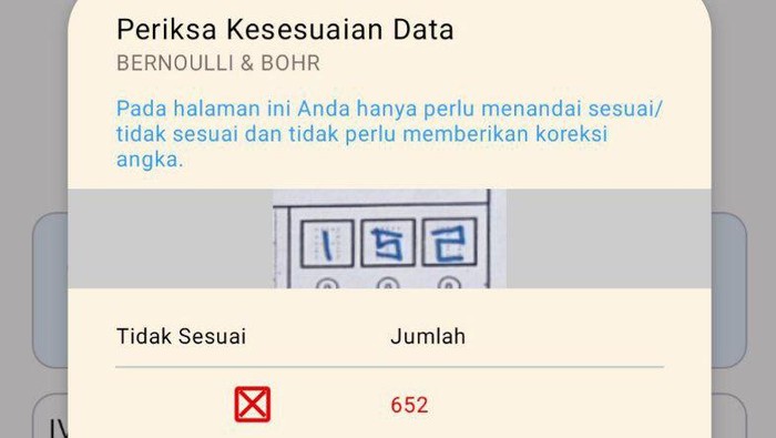 Tangkapan layar aplikasi Sirekap gangguan.