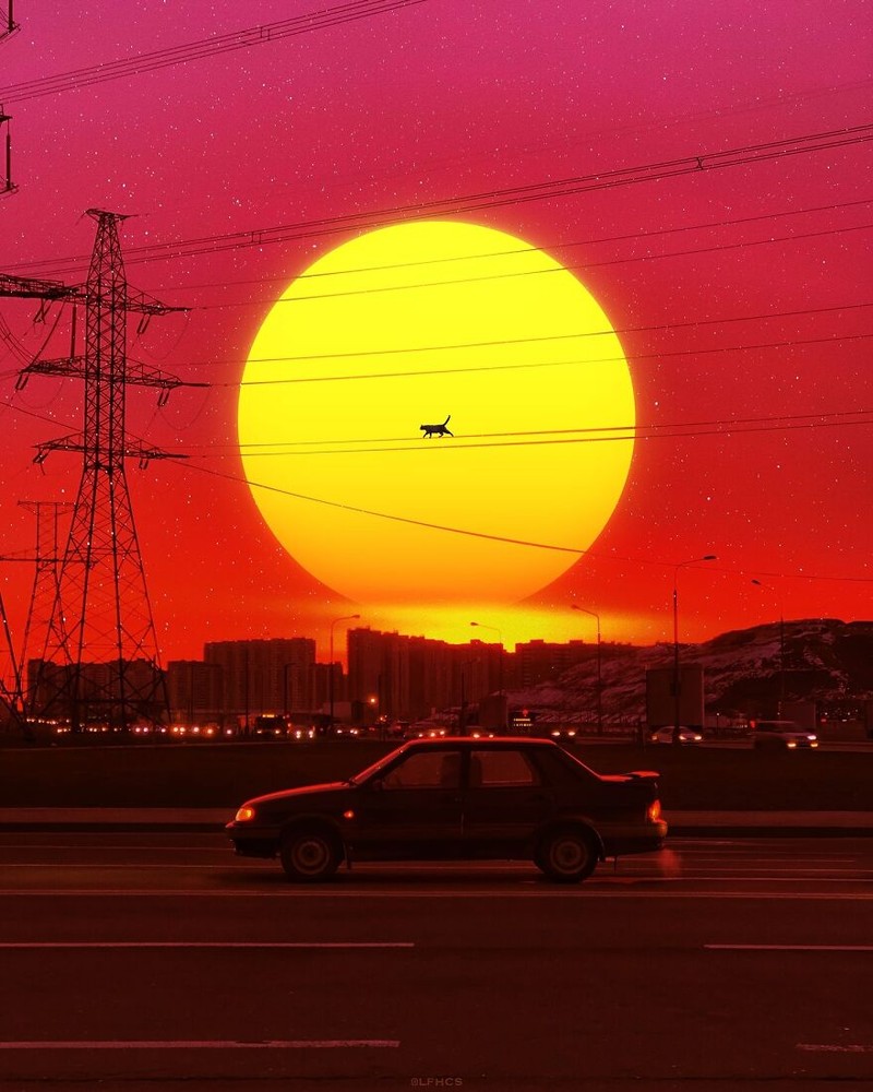 Kreator digital dengan nama akun LFHCS di Instagram telah membuat hal biasa menjadi sesuatu yang luar biasa. Karyanya menampilkan bagaimana kehidupan manusia bila dekat dengan luar angkasa.