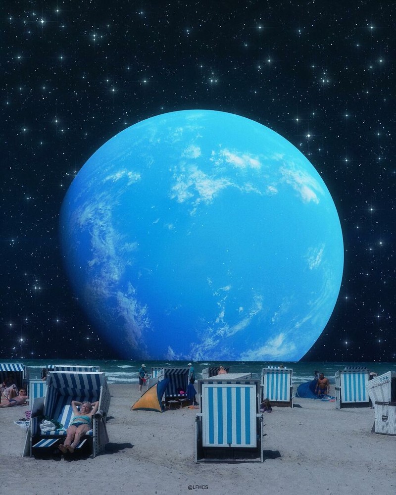 Kreator digital dengan nama akun LFHCS di Instagram telah membuat hal biasa menjadi sesuatu yang luar biasa. Karyanya menampilkan bagaimana kehidupan manusia bila dekat dengan luar angkasa.