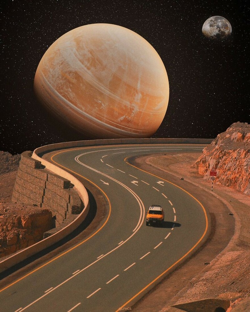 Kreator digital dengan nama akun LFHCS di Instagram telah membuat hal biasa menjadi sesuatu yang luar biasa. Karyanya menampilkan bagaimana kehidupan manusia bila dekat dengan luar angkasa.