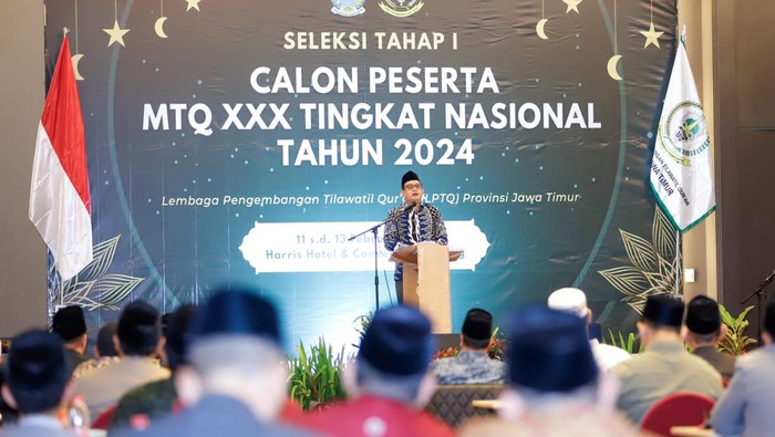 Sekdaprov Jatim Adhy Karyono membuka seleksi calon peserta Musabaqah Tilawatil Qur’an (MTQ) XXX Tingkat Nasional