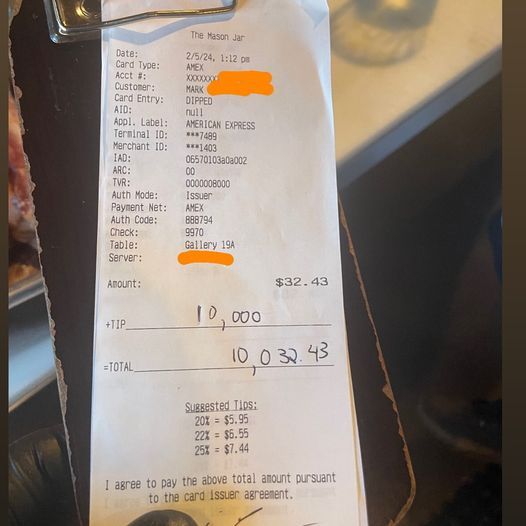 Wow! Pengunjung Ini Beri Uang Tip Rp 156 Juta untuk Pegawai Resto