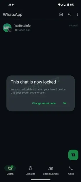 fitur lock chat WhatsApp