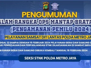 Pengumuman! Pelayanan di Samsat Polda Metro Tutup sampai 15 Februari