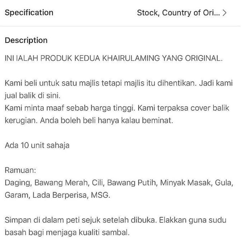 Penjual di Facebook punya alasan unik menjual produk dendeng dengan harga dua kali lipat.