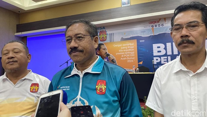 Ketum KONI DIY, Djoko Pekik Irianto saat ditemui di Hotel Crystal Lotus, Sleman, Senin (12/2/2024).
