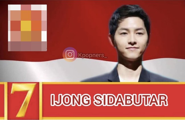 Kira-kira begini gambaran Song Joong Ki kalau jadi caleg dari Sumatera Utara. Bakal bagi-bagi kaos dan kalender, nggak ya? Foto: dok. Instagram @kpopners_
