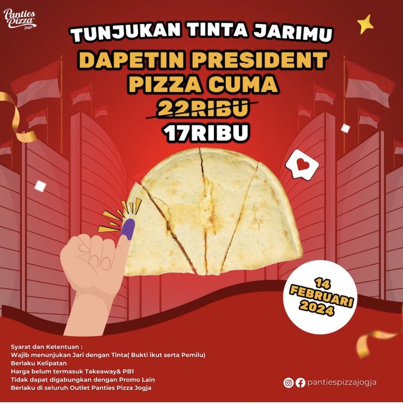 Usai voting, Anda bisa menyantap pizza dan donat dengan harga spesial di sini