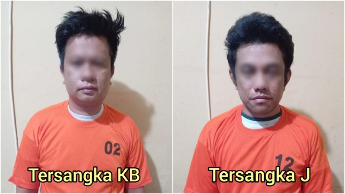 Kedua tersangka, KB dan J yang bersama Cinderella saat tonton pesta hingga tewas diperiksa polisi.