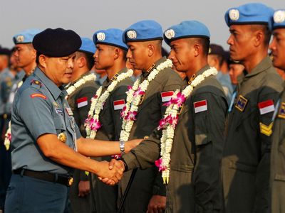 Satgas Maritime Task Force TNI Konga XXVIII Tiba di Tanah Air