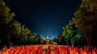 Ini adalah foto pemenang nasional Indonesia. Foto ini menunjukkan para pemula pabbajja - orang-orang yang telah memutuskan untuk meninggalkan rumah untuk menjalani kehidupan sebagai umat Buddha - diterangi oleh cahaya lentera. Foto ini diambil di halaman candi Borobudur di Indonesia.