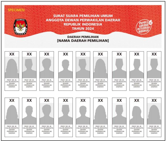 Surat Suara Warna Merah untuk anggota DPD RI