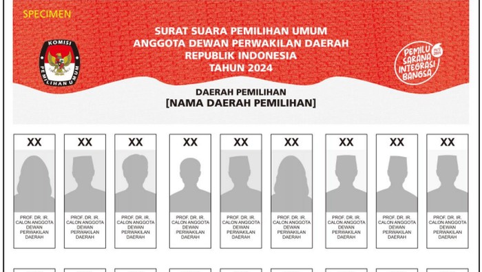 Surat Suara Warna Merah untuk anggota DPD RI