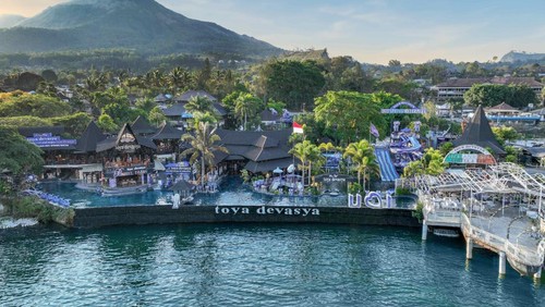 Panorama indah Toya Devasya di Kintamani, Bangli.