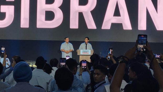 Gibran Rakabuming Raka saat pidato di Istora (Adrial-detikcom)