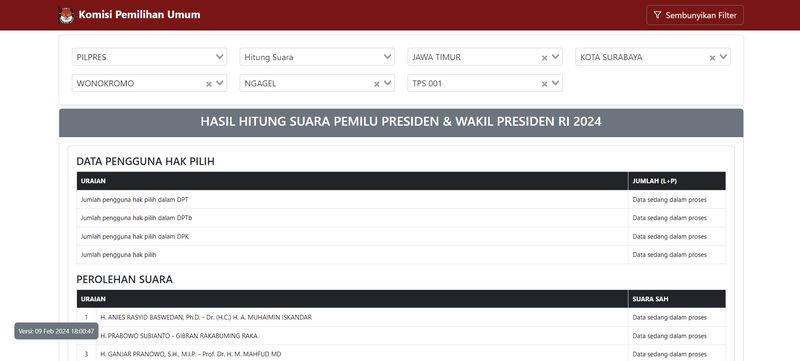 Hasil Hitung Suara Pilpres 2024