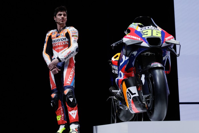 MADRID, SPAIN - FEBRUARY 13: Joan Mir during the presentation of Repsol Honda Team for MotoGP 2024 at Warner Music on February 13, 2024 in Madrid, Spain. (Photo By Guillermo Martinez/Europa Press via Getty Images)