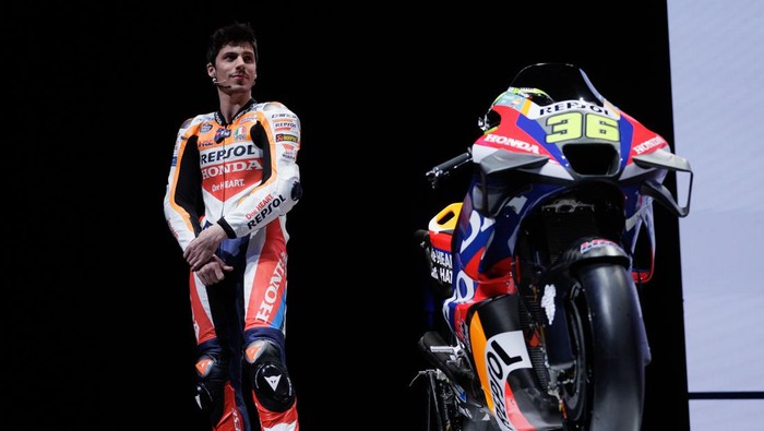 MADRID, SPAIN - FEBRUARY 13: Joan Mir during the presentation of Repsol Honda Team for MotoGP 2024 at Warner Music on February 13, 2024 in Madrid, Spain. (Photo By Guillermo Martinez/Europa Press via Getty Images)