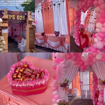 Tempat Pemungutan Suara (TPS) unik dengan tema hari Valentine bernuansa serba pink, mendadak viral