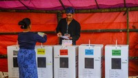 Pemilu  tersebut digelar di Desa Kenekes, Lebak, Banten, Rabu (14/2/2024).