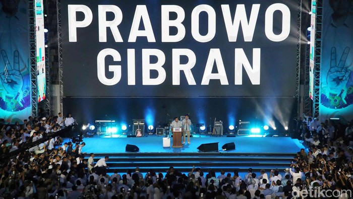 Suasana acara Mengawal Suara Rakyat Istora Senayan, Jakarta, Rabu (14/2/2024).