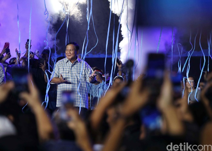 Suasana acara Mengawal Suara Rakyat Istora Senayan, Jakarta, Rabu (14/2/2024).