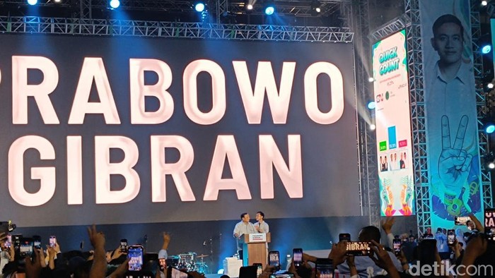 Prabowo Subianto dan Gibran Rakabumig Raka di Istora Senayan
