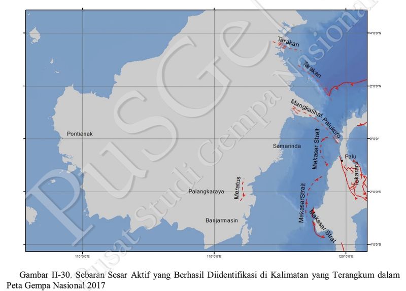 Sesar dan riwayat gempa di Kalimantan