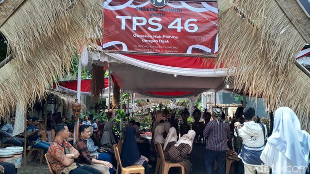 Suasana di TPS 46 Kampung Njawani, Kelurahan Banjarsari, Solo, Rabu (14/2/2024).