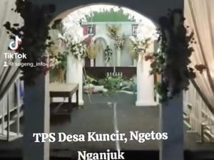 TPS Unik di Nganjuk Berkonsep Pelaminan, Warga Serasa Datang Kondangan