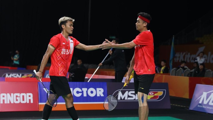 Bagas Maulana/Muhammad Shohibul Fikri di Badminton Asia Team Championships (BATC) 2024.