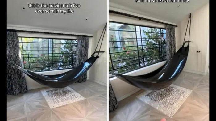 Bathtub melayang mirip hammock/Tangkapan layar TikTok @enesyilmazerla via New York Post