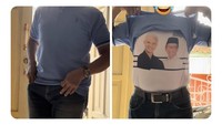 Kaos double demi nge-prankSeorang netizen membagikan foto ayahnya yang sengaja menggunakan dua kaos untuk nge-prank pemilih lain di TPS. Jadi saat datang ke TPS, ayahnya yang mengenakan kaos biru di bagian luar disoraki oleh pemilih lain sebagai pemilih Prabowo-Gibran.Sepertinya mengetahui hal ini akan terjadi, ternyata di dalam kemeja kaos biru yang digunakannya ternyata ia telah menggunakan kaos lainnya bergambar Anies - Cak Imin. Kocak!Foto: Istimewa (twitter @Rienir123)