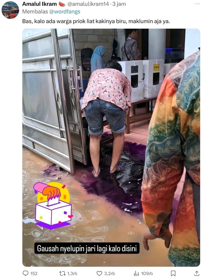 Foto-foto lucu saat nyoblos Pemilu 2024.