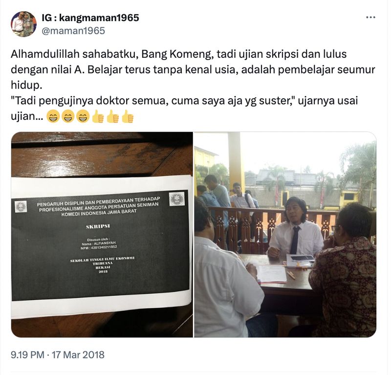 Judul skripsi Komeng