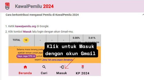 Masyarakat Indonesia dapat berpartisipasi mengawasi hasil suara pada Pemilu 2024. Salah satunya melalui situs KawalPemilu. (Tangkapan layar)
